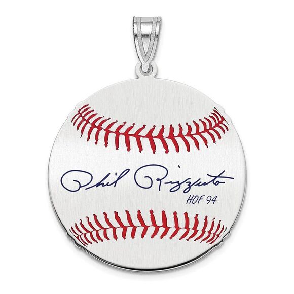 Sterling Silver Phil Rizzuto Signature MD Enamel Baseball Pendant